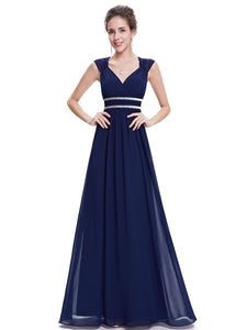 V-neck Long Evening Dress