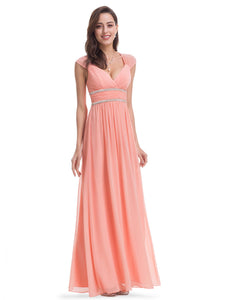 V-neck Long Evening Dress