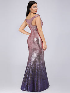 Graceful  Sequin Long Sparkle Holiday Evening Party Dress