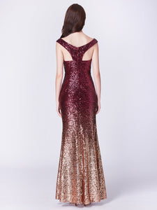 Graceful  Sequin Long Sparkle Holiday Evening Party Dress