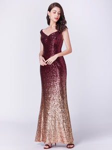 Graceful  Sequin Long Sparkle Holiday Evening Party Dress