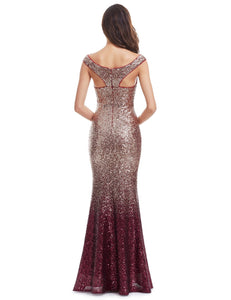 Graceful  Sequin Long Sparkle Holiday Evening Party Dress