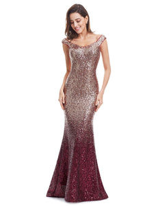 Graceful  Sequin Long Sparkle Holiday Evening Party Dress