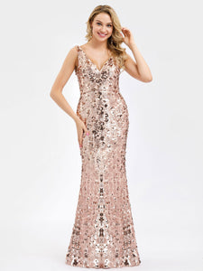 Fishtail Rose Gold Sequin Dresses for  F