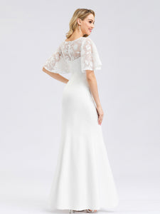 See-through Floral Lace Bodycon Wedding Dresses F