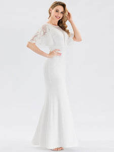 See-through Floral Lace Bodycon Wedding Dresses F