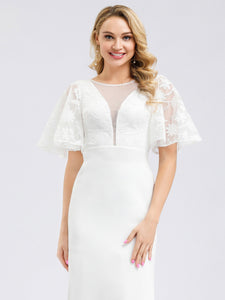 See-through Floral Lace Bodycon Wedding Dresses F