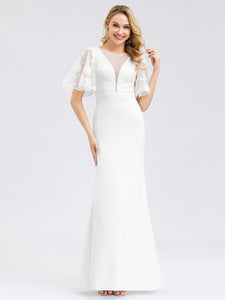 See-through Floral Lace Bodycon Wedding Dresses F