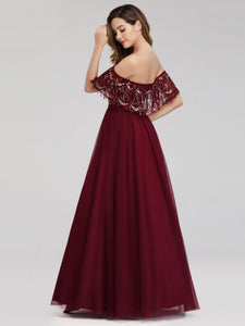 Off the Shoulder Evening Dresses with Sequin