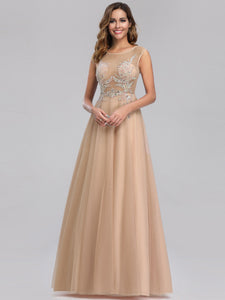 A-Line See-through C Sleeve Evening Dresses