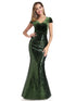 Long Velvet & Sequin Mermaid Prom Dresses F