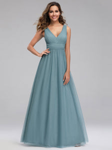 A-Line V-Neck Floor-Length Bridesmaid Dresses