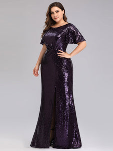 Ruffled Sleeves Deep V With Split Evening dresses