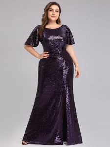 Ruffled Sleeves Deep V With Split Evening dresses