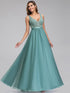 A-Line V-Neck Floral Lace pliques Bridesmaid Dress