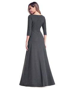 V-Neck Wr  Sleeve Floor-Length Evening Dresses