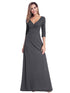 V-Neck Wr  Sleeve Floor-Length Evening Dresses