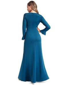 V-Neck Side Split Floor Evening Dress