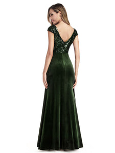 Long Velvet & Sequin Mermaid Prom Dresses F