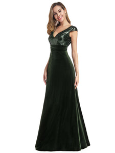 Long Velvet & Sequin Mermaid Prom Dresses F