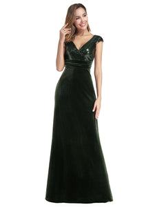 Long Velvet & Sequin Mermaid Prom Dresses F