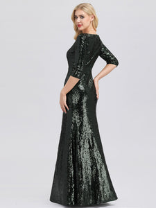 V-Neck  Sleeve Sequin Dress