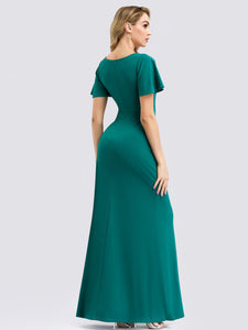 A-Line Ruffle Sleeves Floor-Length Bridesmaid Dress