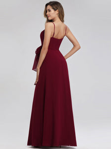 V-Neck Spaghetti Straps Floor-Length Bridesmaid Dresses