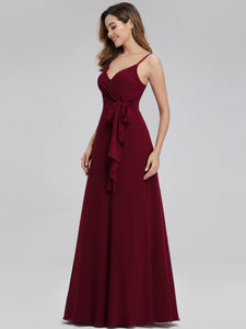 V-Neck Spaghetti Straps Floor-Length Bridesmaid Dresses