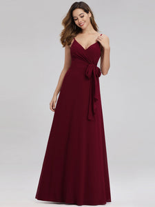 V-Neck Spaghetti Straps Floor-Length Bridesmaid Dresses