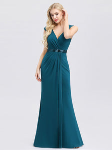 Deep V-Neck Sleeveless Bodycon Mermaid Dress F