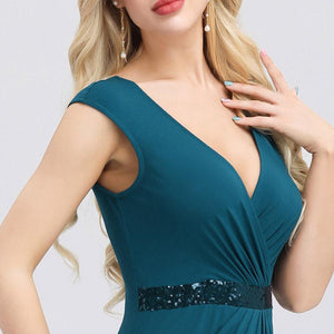 Deep V-Neck Sleeveless Bodycon Mermaid Dress F