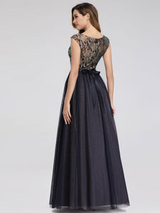 A-Line C Sleeve Patchwork Evening Dress