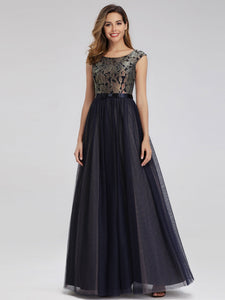 A-Line C Sleeve Patchwork Evening Dress