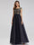 A-Line C Sleeve Patchwork Evening Dress