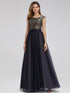 A-Line C Sleeve Patchwork Evening Dress