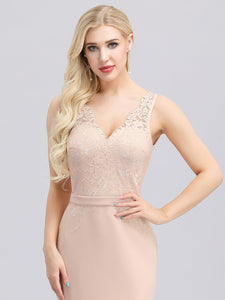 Lace Print Pink Bridesmaid Dress