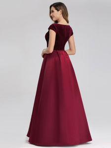 Burgundy Velvet Floor Length Prom Dresses F