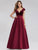 Burgundy Velvet Floor Length Prom Dresses F