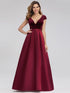 Burgundy Velvet Floor Length Prom Dresses F