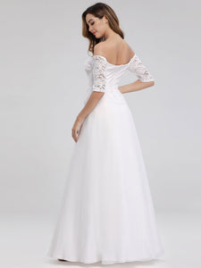 A-Line Off the Shoulder Floor-Length Wedding Dresses F