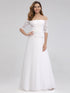 A-Line Off the Shoulder Floor-Length Wedding Dresses F