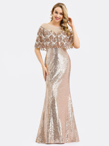 Off Shoulder Sequin Beads Bodycon Evening Dress