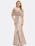 Off Shoulder Sequin Beads Bodycon Evening Dress