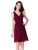 Burgundy V-Neck Short A-Line Wedding-Guest Party Dresses