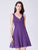 Purple V-Neck Short Cocktail Party Dress With Open Back F