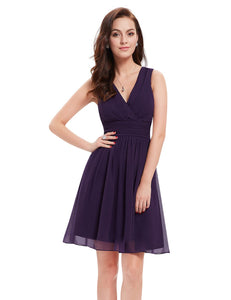 Double V-neck Short Party Dress F