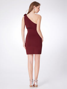 Fhion One Shoulder Burgundy Cocktail Party Dresses F