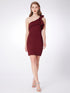 Fhion One Shoulder Burgundy Cocktail Party Dresses F