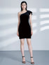 Fhion Single Shouldler Velvet Cocktail  Dresses F